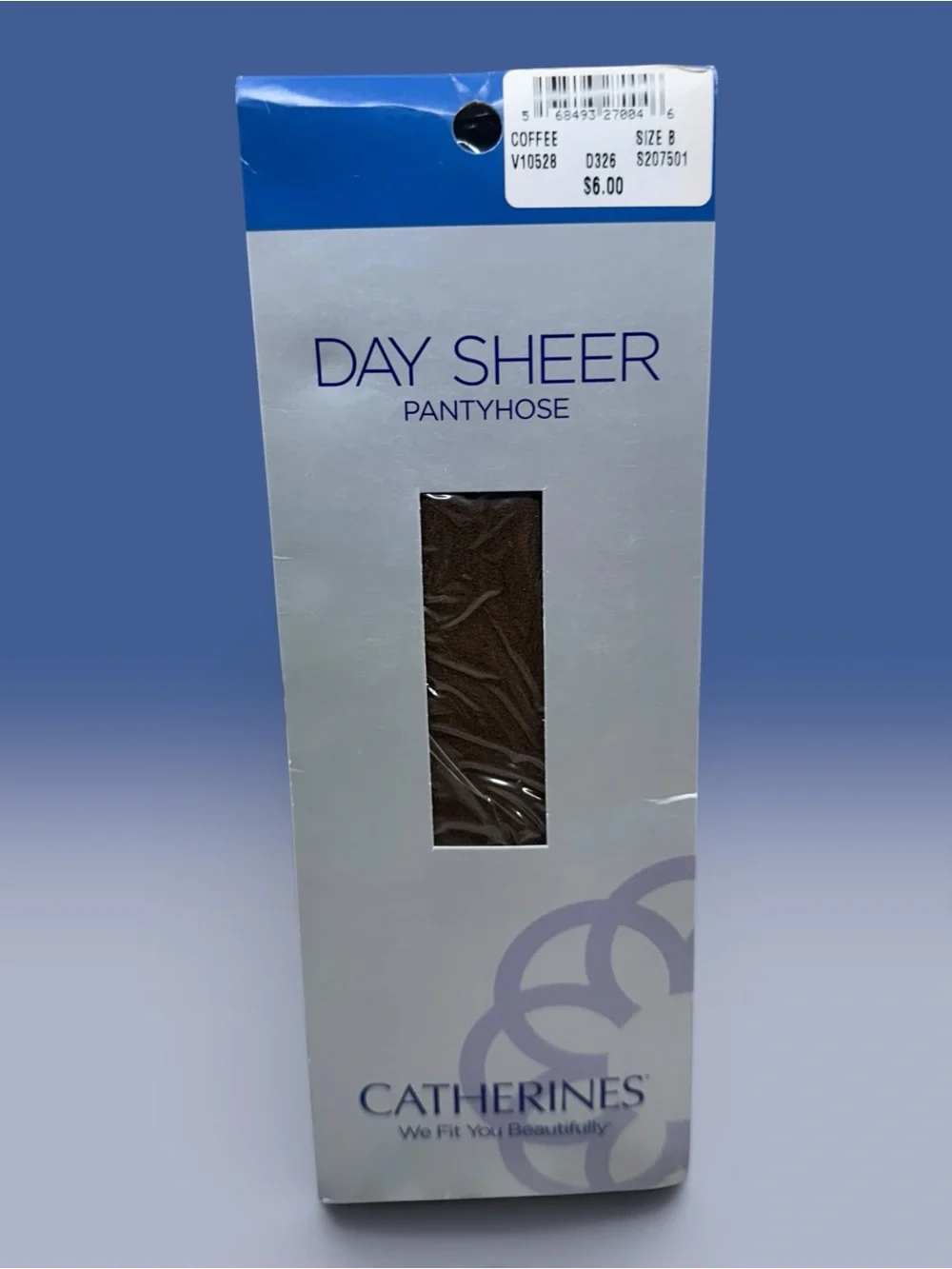 Catherines Day Sheer Pantyhose Coffee Plus Size B Sandalfoot 100% Nylon USA